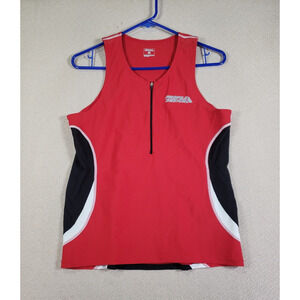 Profile Design Shirt Womens XL Red Tank Top Running 1/4 Zip Athletic Pullover